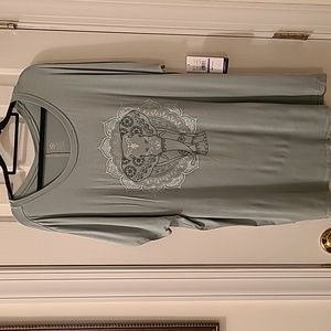 GAIAM BRAND WOMENS PLUS SIZE SHORT SLEEVE GREEN TEE SIZE XXL